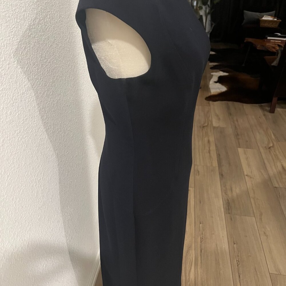 Eliza J Cap Sleeve Crepe Sheath Dress Navy Blue Size 6 - Picture 8 of 11